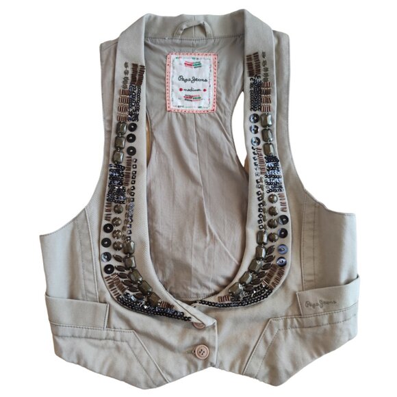 Pepe Jeans Cropped Beaded Vest - Picture 1 of 10